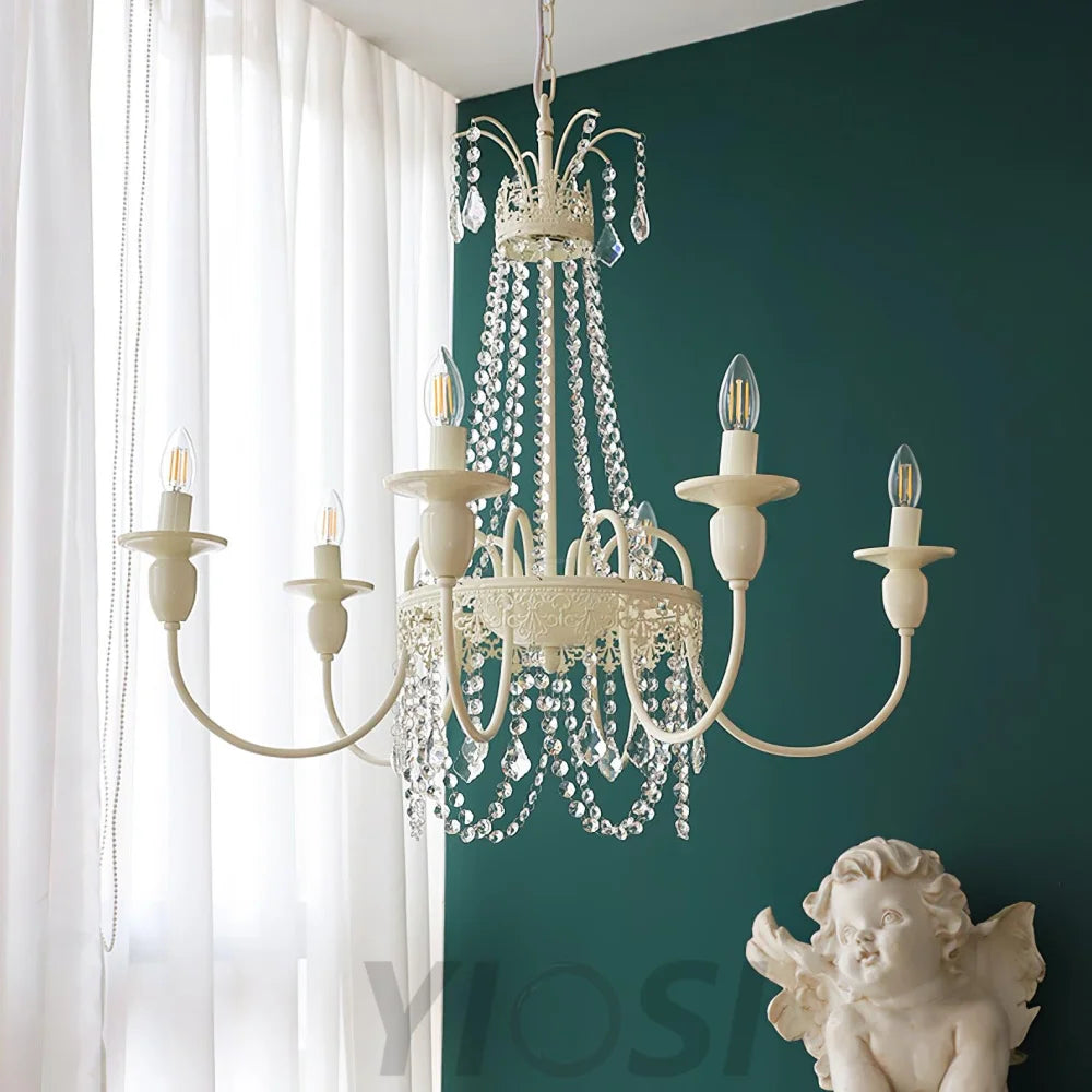 Pavia Chandelier ∅ 19.7″ - White & Clear-1-Yiosilamp