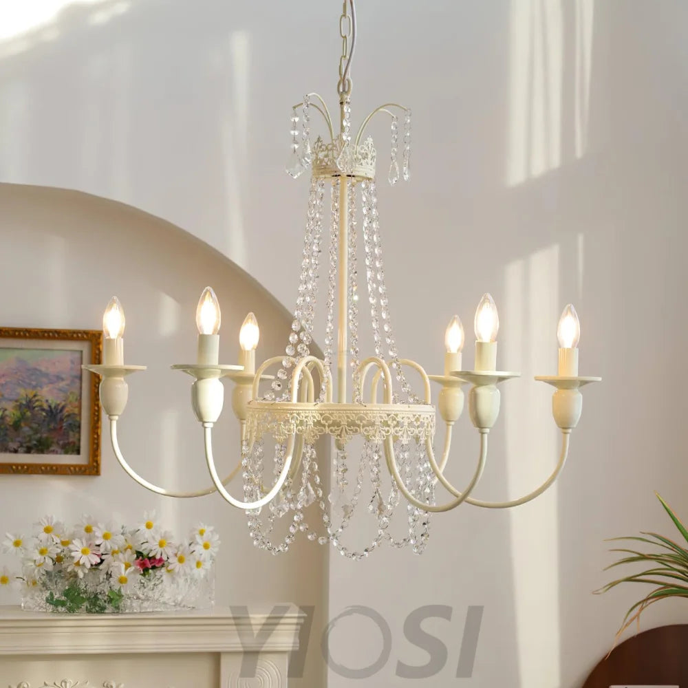 Pavia Chandelier ∅ 19.7″ - White & Clear-1-Yiosilamp