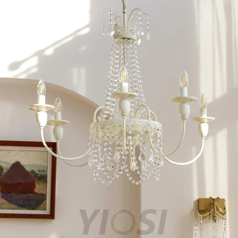 Pavia Chandelier ∅ 19.7″ - White & Clear-1-Yiosilamp
