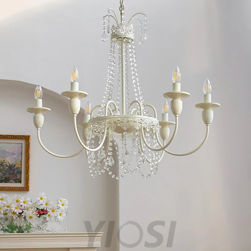 Pavia Chandelier ∅ 19.7″ - White & Clear-1-Yiosilamp