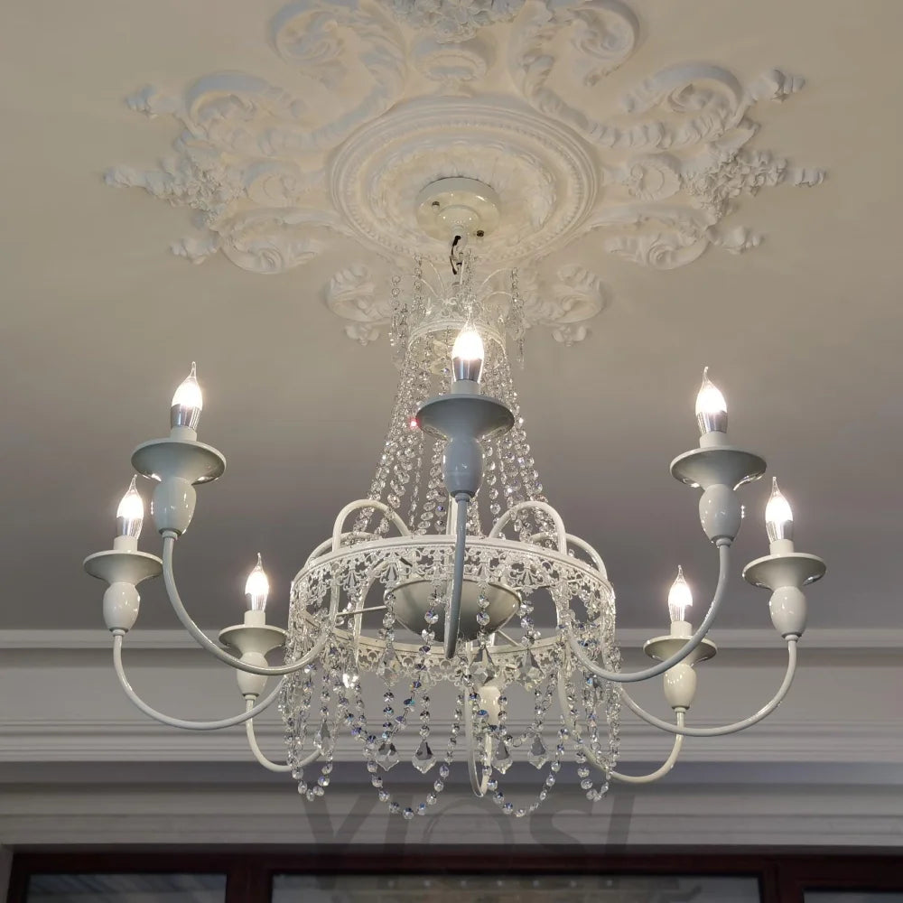 Pavia Chandelier ∅ 19.7″ - White & Clear-1-Yiosilamp