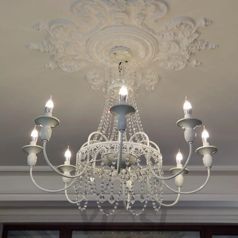 Pavia Chandelier ∅ 19.7″ - White & Clear-1-Yiosilamp