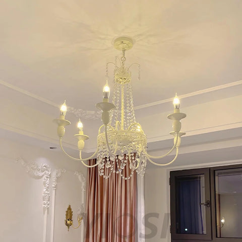 Pavia Chandelier ∅ 19.7″ - White & Clear-1-Yiosilamp