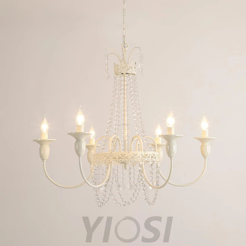 Pavia Chandelier ∅ 19.7″ - White & Clear-1-Yiosilamp
