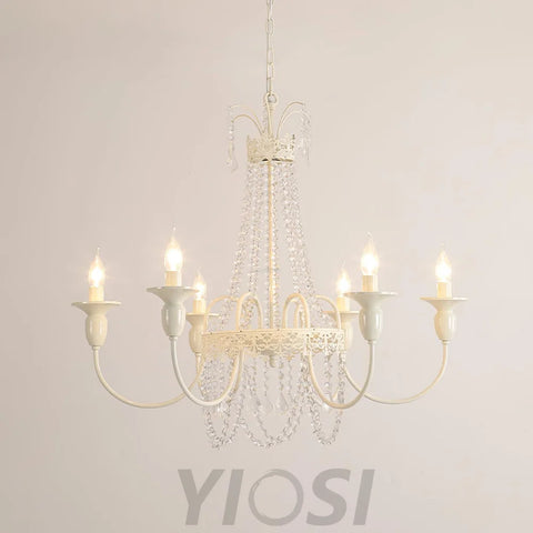 Pavia Chandelier ∅ 19.7″ - White & Clear-1-Yiosilamp