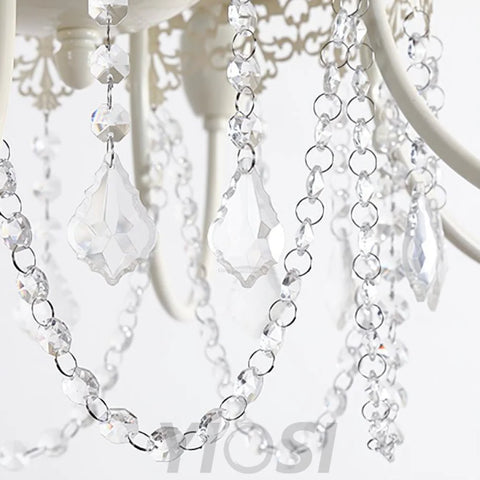 Pavia Chandelier ∅ 19.7″ - White & Clear-1-Yiosilamp