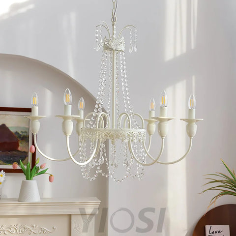 Pavia Chandelier ∅ 19.7″ - White & Clear-1-Yiosilamp