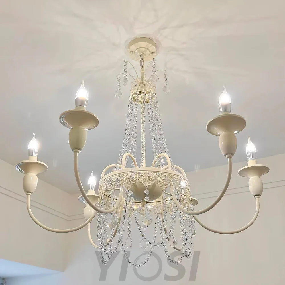 Pavia Chandelier ∅ 19.7″ - White & Clear-1-Yiosilamp