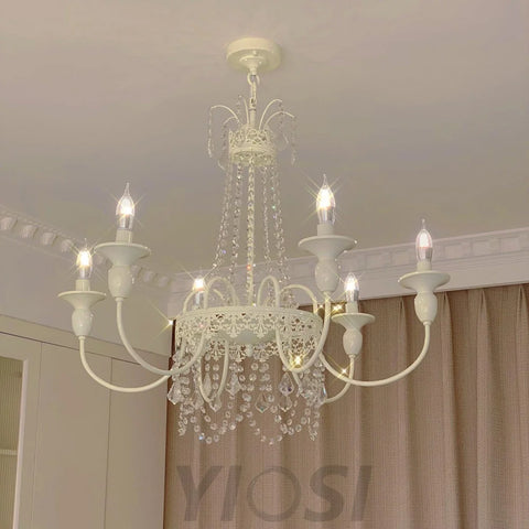 Pavia Chandelier ∅ 19.7″ - White & Clear-1-Yiosilamp