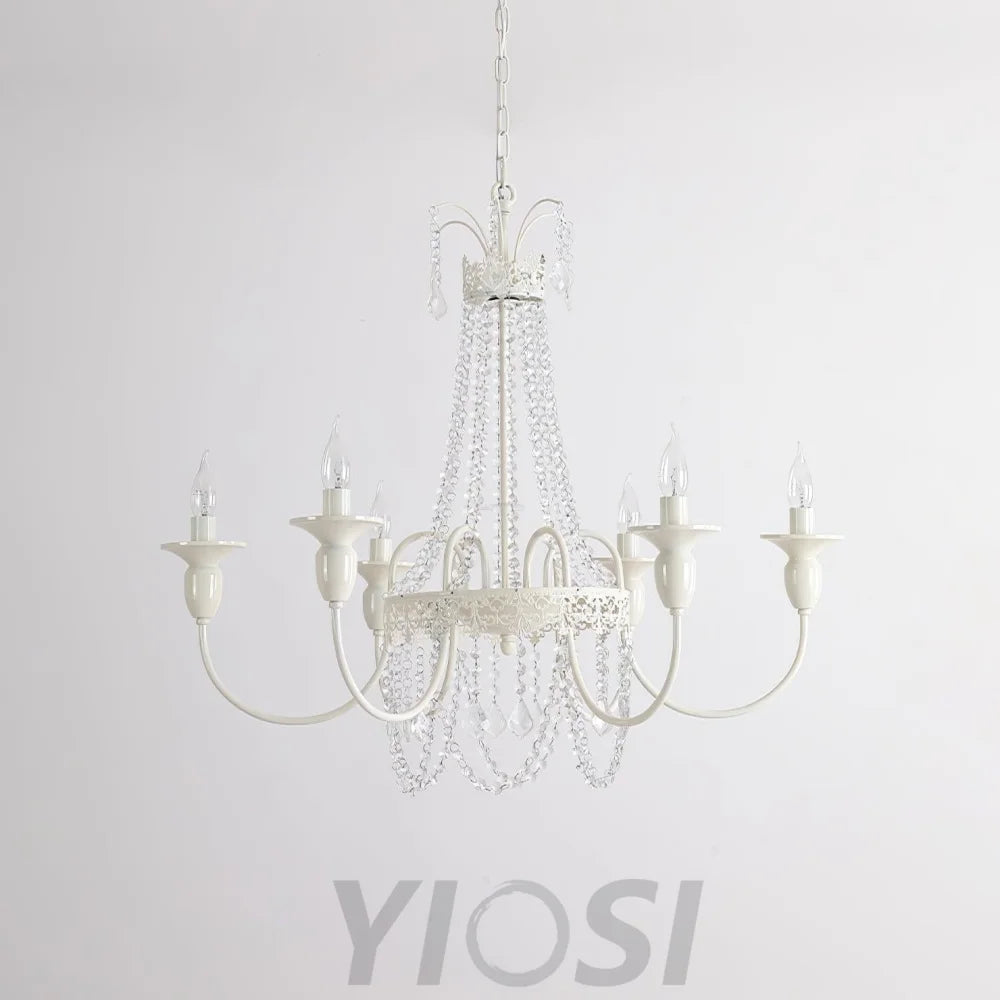 Pavia Chandelier ∅ 19.7″ - White & Clear-1-Yiosilamp