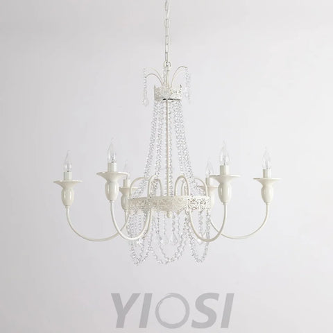 Pavia Chandelier ∅ 19.7″ - White & Clear-1-Yiosilamp
