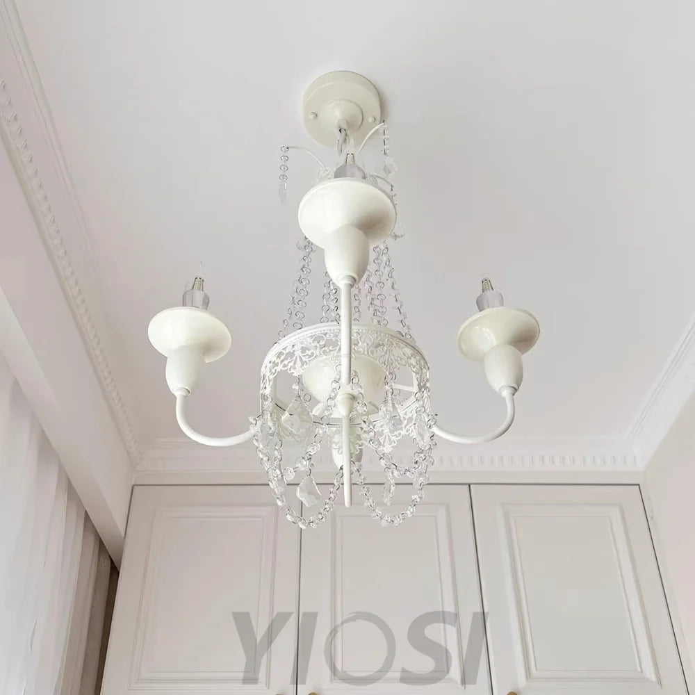 Pavia Chandelier ∅ 19.7″ - White & Clear-1-Yiosilamp