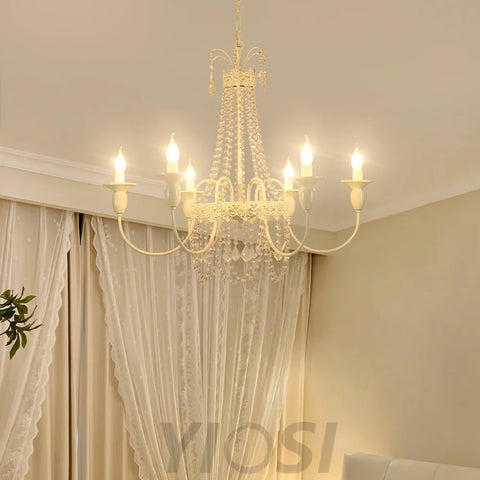 Pavia Chandelier ∅ 19.7″ - White & Clear-1-Yiosilamp
