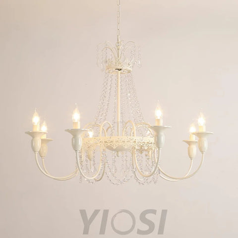 Pavia Chandelier ∅ 19.7″ - White & Clear-1-Yiosilamp