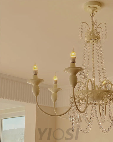 Pavia Chandelier ∅ 19.7″ - White & Clear-1-Yiosilamp