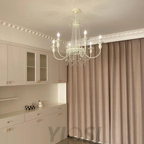 Pavia Chandelier ∅ 19.7″ - White & Clear-1-Yiosilamp