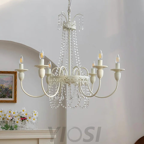 Pavia Chandelier ∅ 19.7″ - White & Clear-1-Yiosilamp