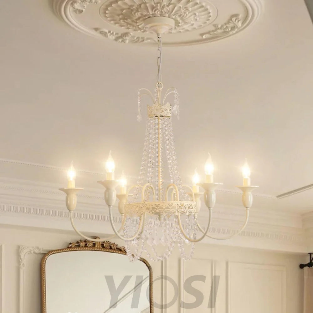 Pavia Chandelier ∅ 19.7″ - White & Clear-1-Yiosilamp