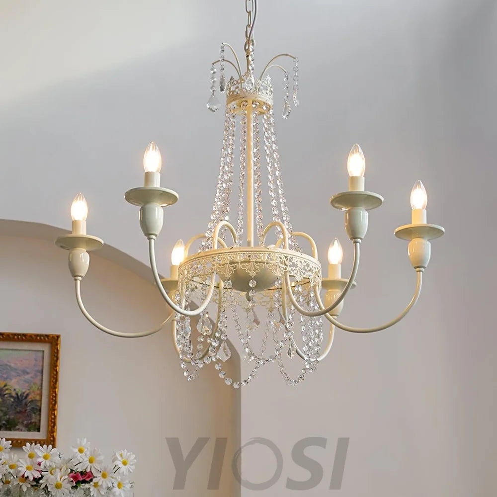 Pavia Chandelier ∅ 19.7″ - White & Clear-1-Yiosilamp