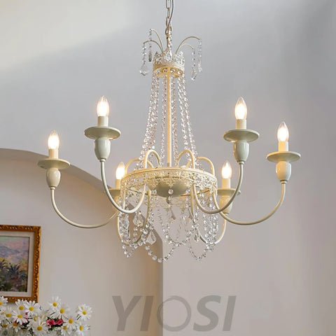 Pavia Chandelier ∅ 19.7″ - White & Clear-1-Yiosilamp