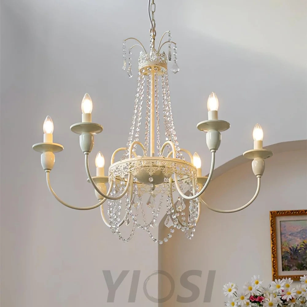 Pavia Chandelier ∅ 19.7″ - White & Clear-1-Yiosilamp