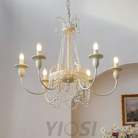 Pavia Chandelier ∅ 19.7″ - White & Clear-1-Yiosilamp