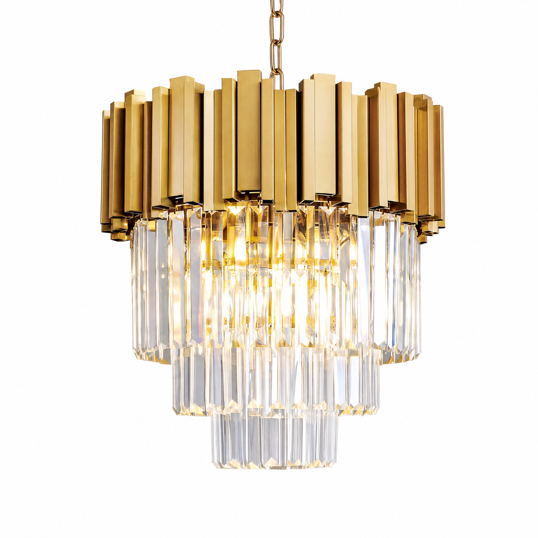 Modern Gold 3-Tier K9 Crystal Chandelier