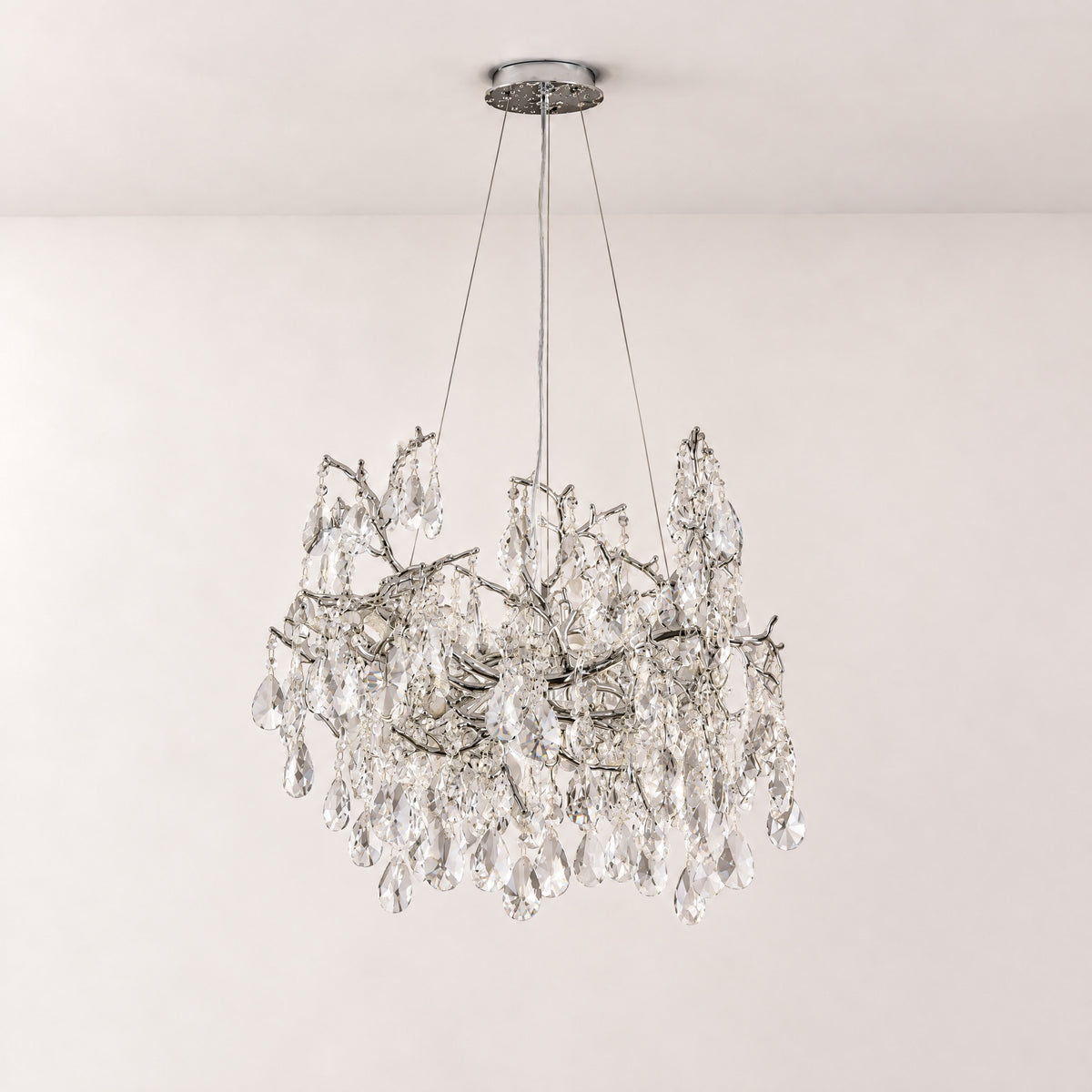 Pear Branch Round Pendant 600 - Silver – lights off