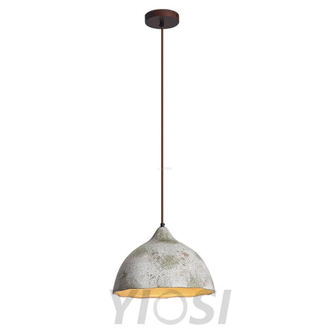 Pear Shape Ceramic Pendant ∅ 11.8″ x H 7.9″ / Dia 30cm x H 20cm / Grey ceramic & Dark wood Pendant light