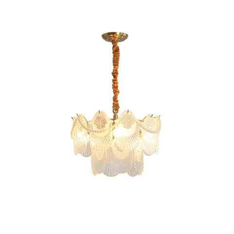 Pearl Glass Shell Round/Long canopy Chandelier - Cylinder-1-Yiosilamp
