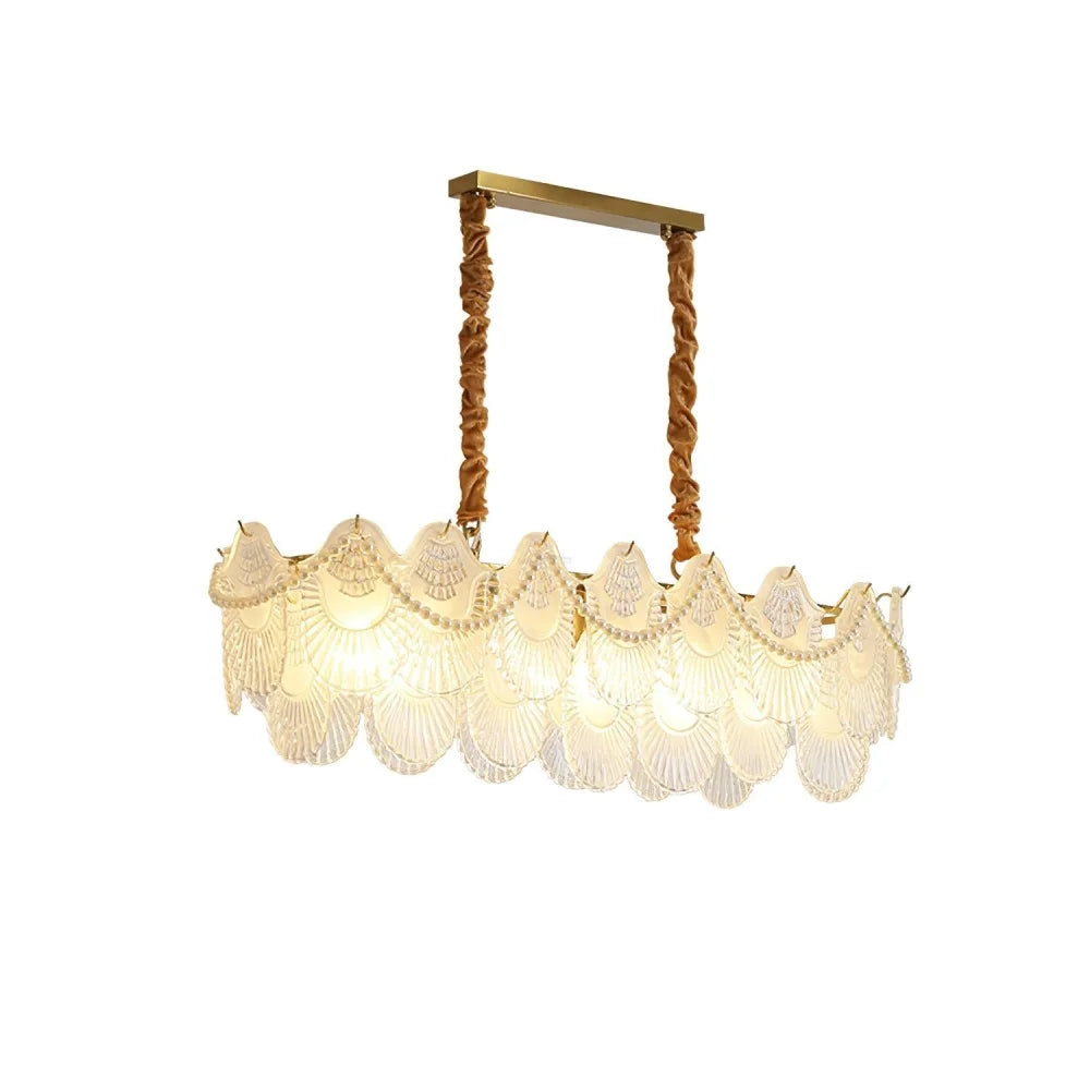 Pearl Glass Shell Round/Long canopy Chandelier - Cylinder-1-Yiosilamp