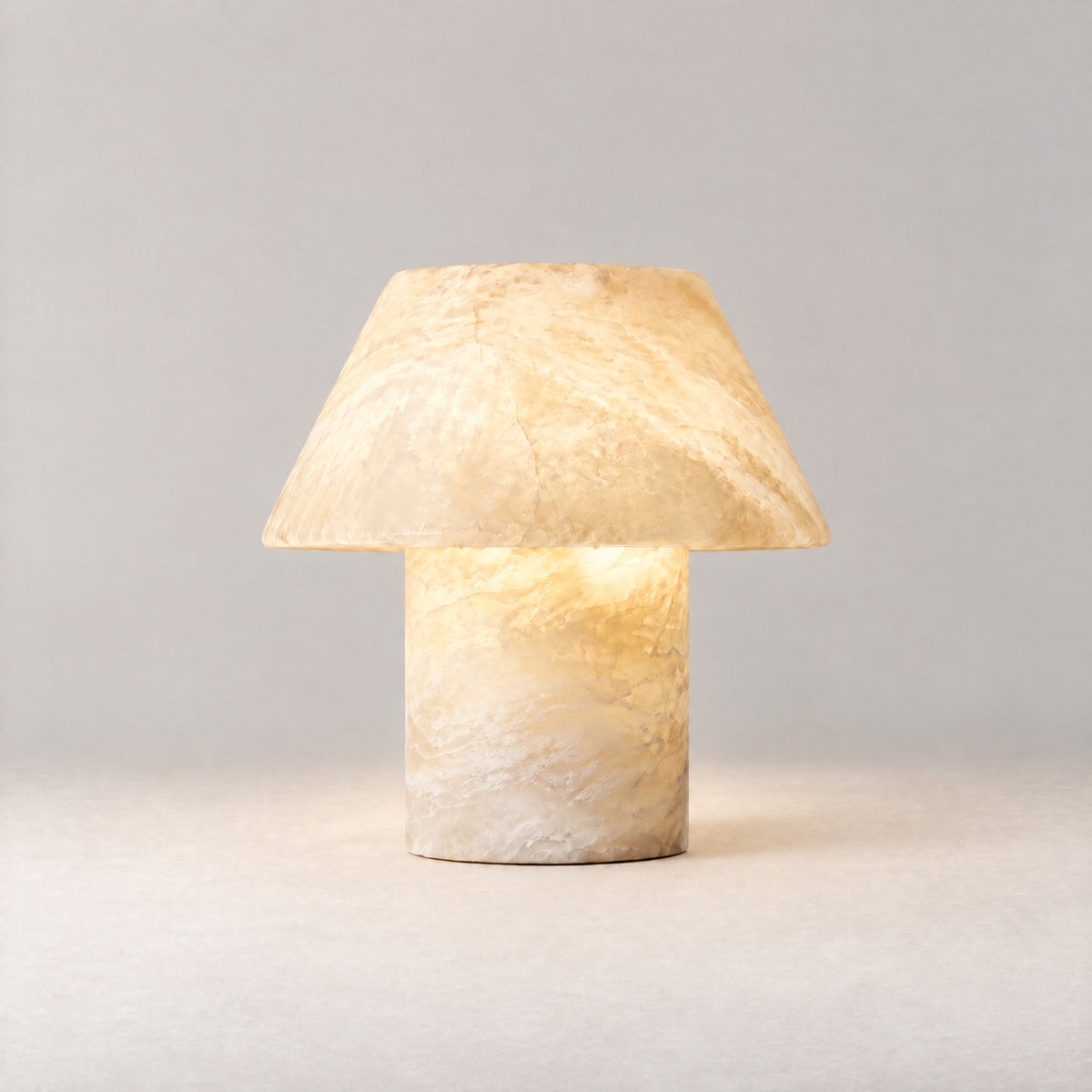 Pearl Modern Alabaster Table Lamp Mushroom – lights on