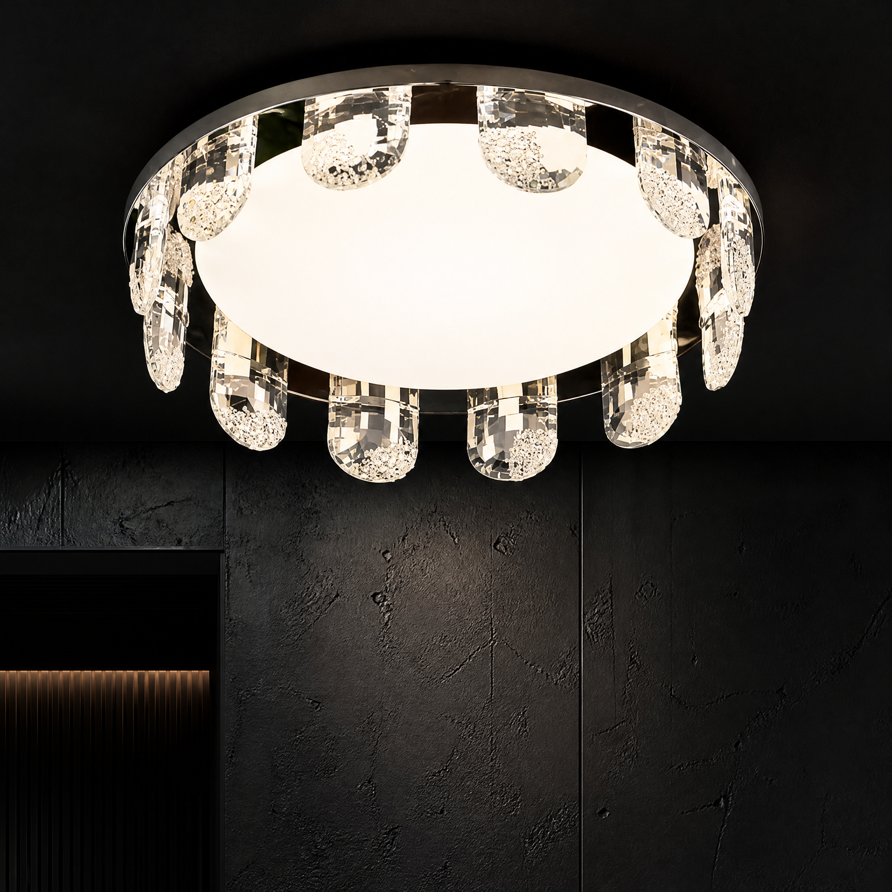 Pearl Net Modern Crystal Flush Mount Ceiling Light - main