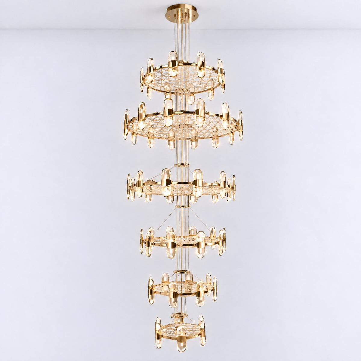 Pearl Net Modern Sculptural Ring Chandelier