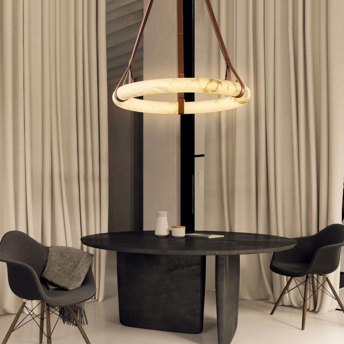 Vakkerlight Oslo Pendant Light B Alabaster Ring Ceiling Fixture