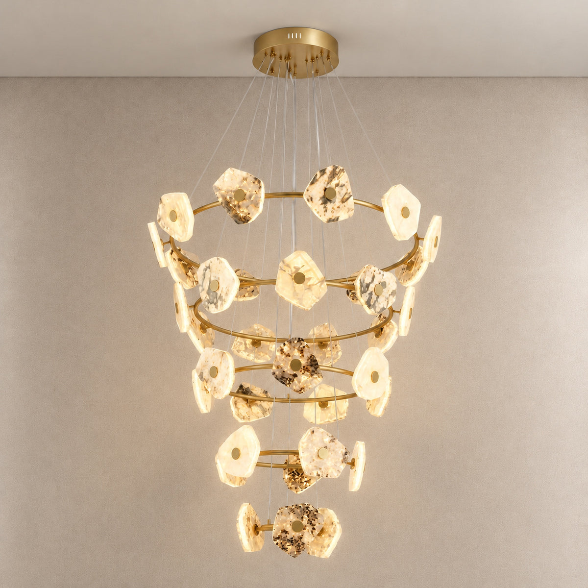 Petra Modern Natural Stone Cascading Chandelier