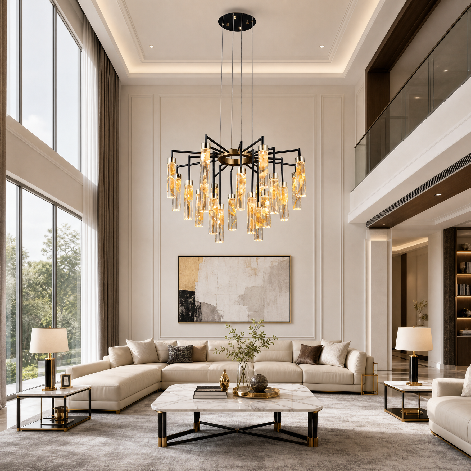 Phoenix Tree Modern Sculptural Ring Chandelier