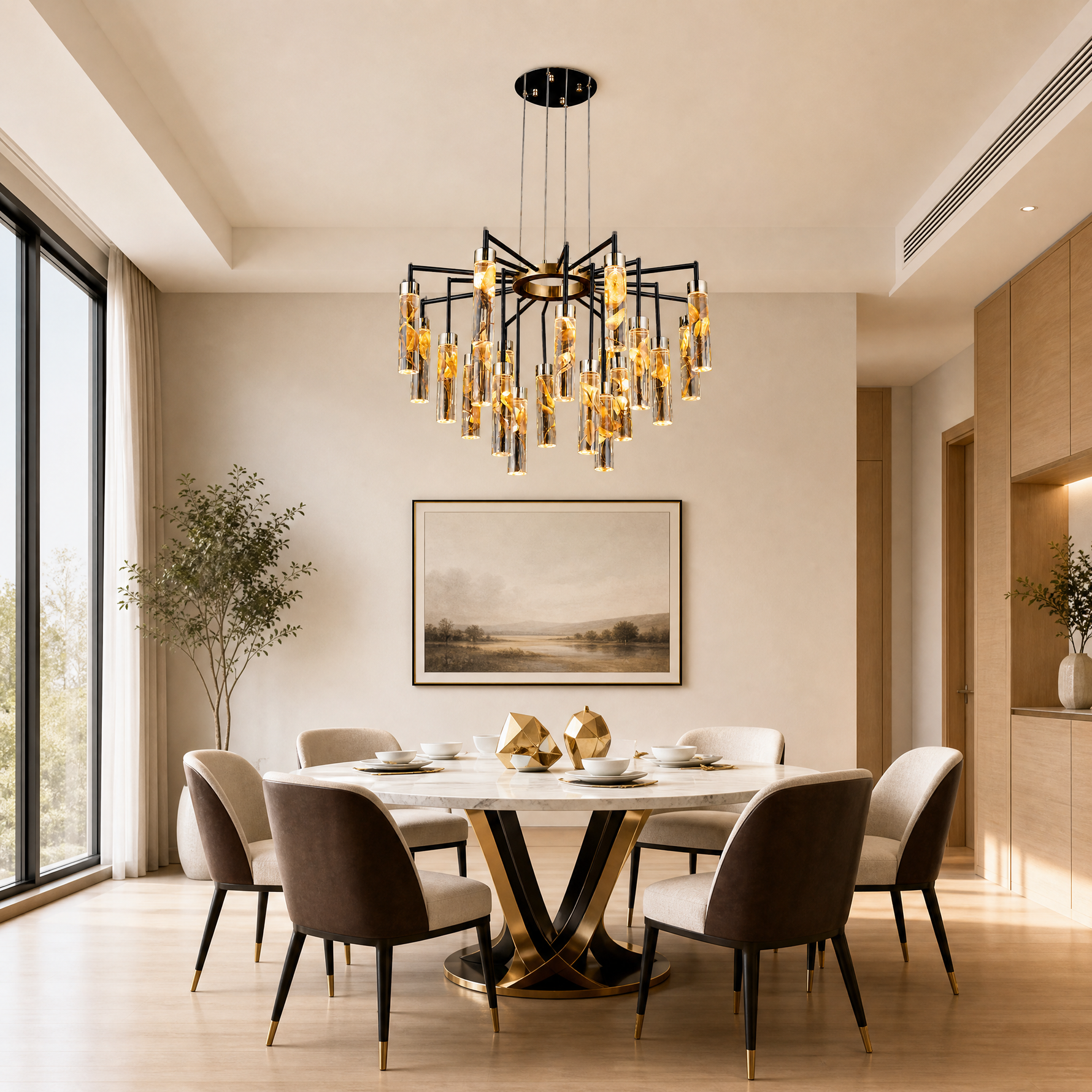 Phoenix Tree Modern Sculptural Ring Chandelier