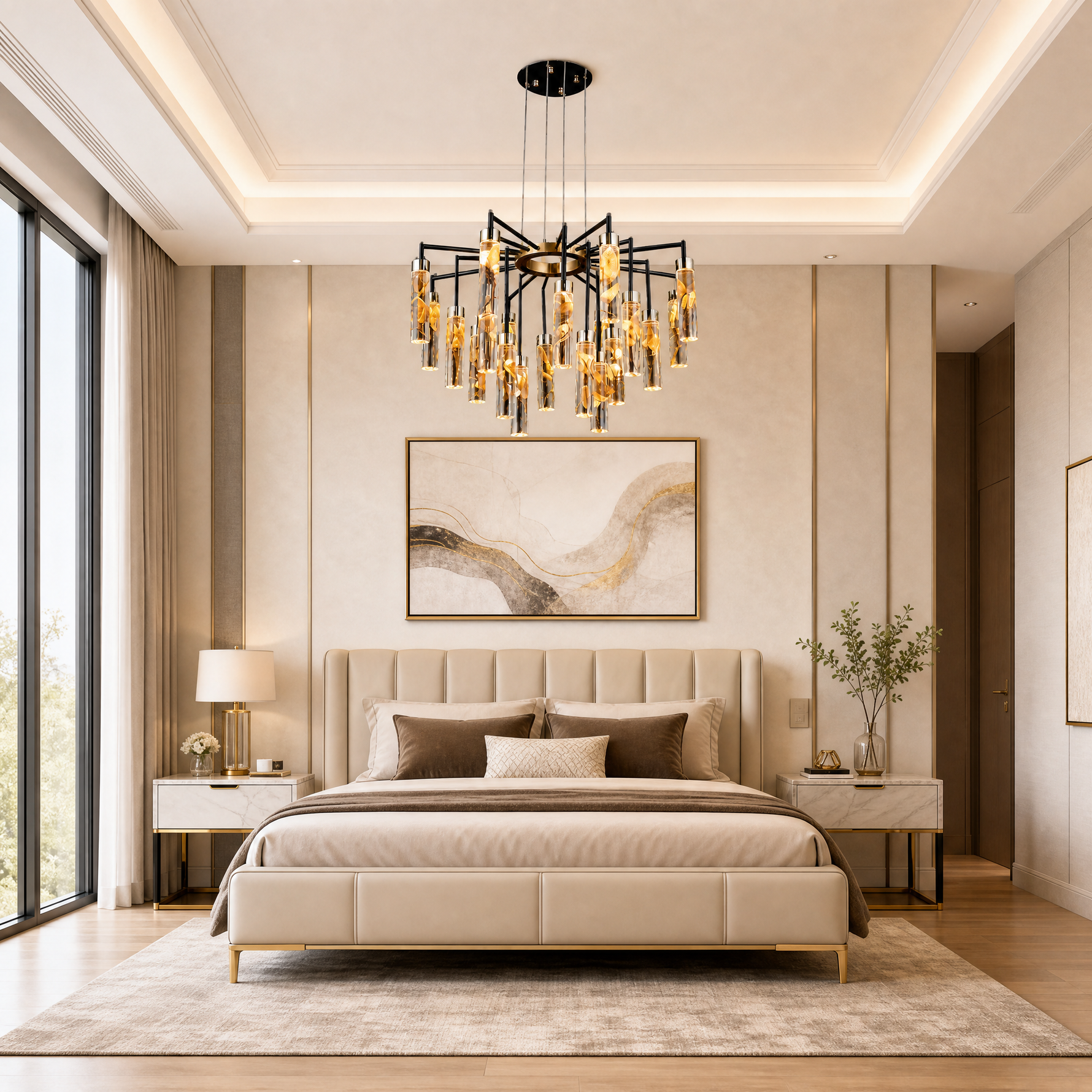 Phoenix Tree Modern Sculptural Ring Chandelier