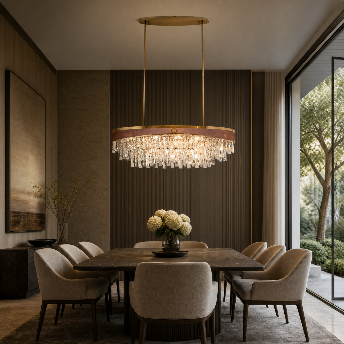 Pietra Crystal Rectangular Chandelier