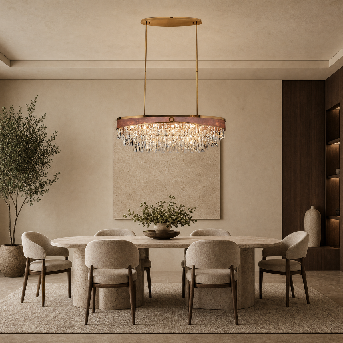 Pietra Crystal Rectangular Chandelier