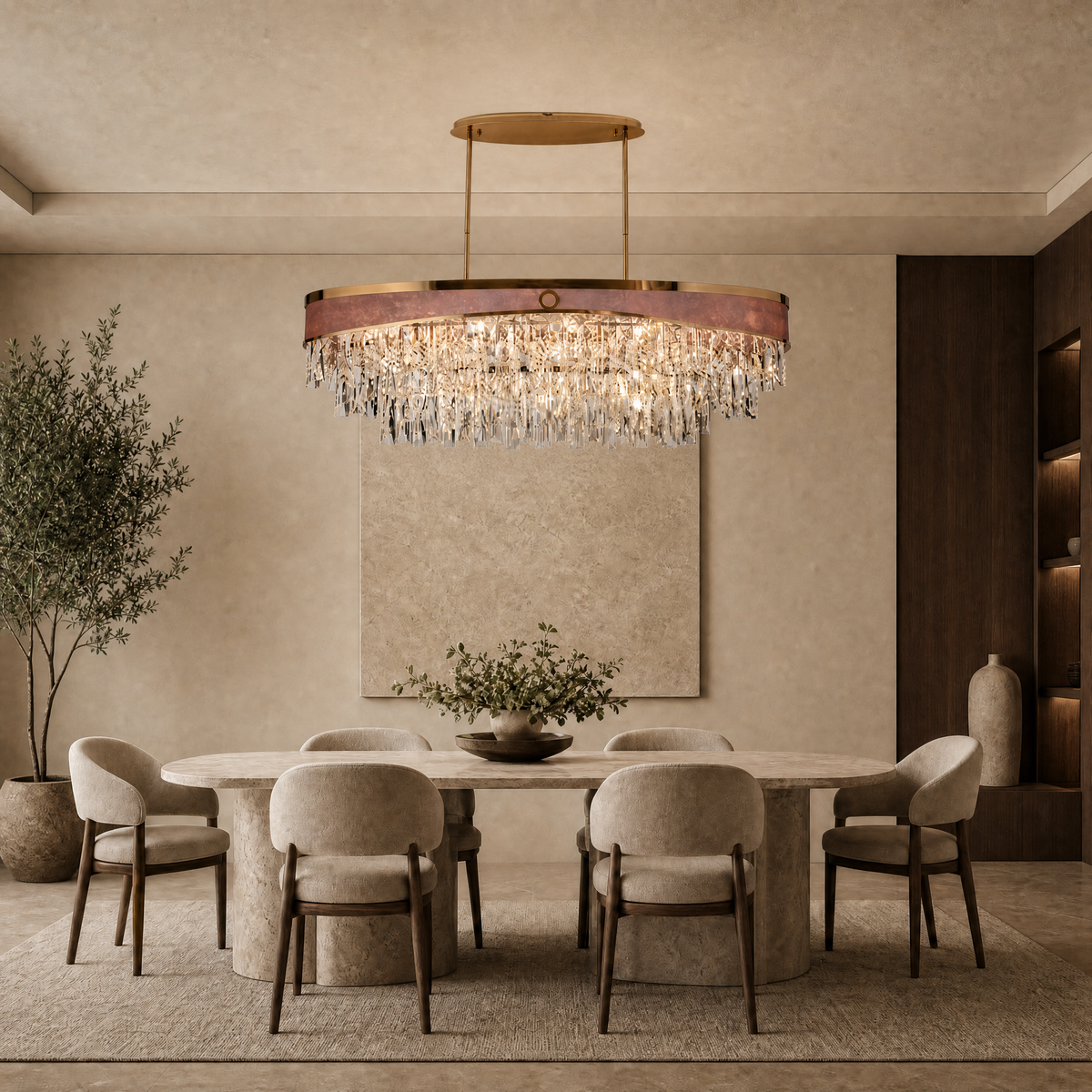 Pietra Crystal Rectangular Chandelier