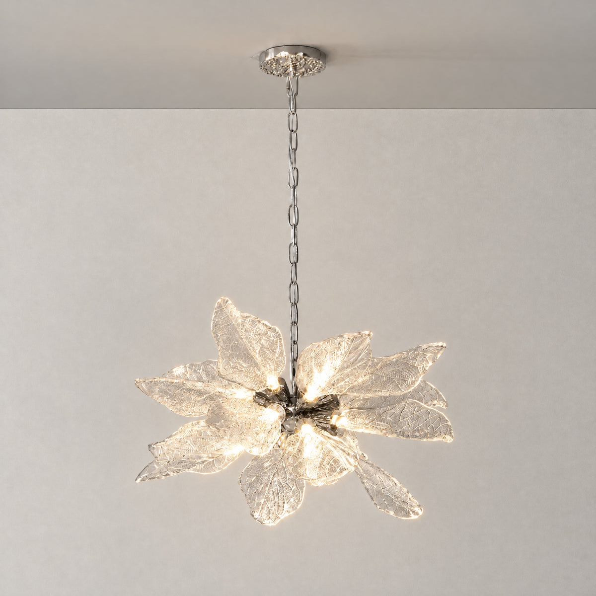 Platinum Leaf Chandelier D600 - Silver
