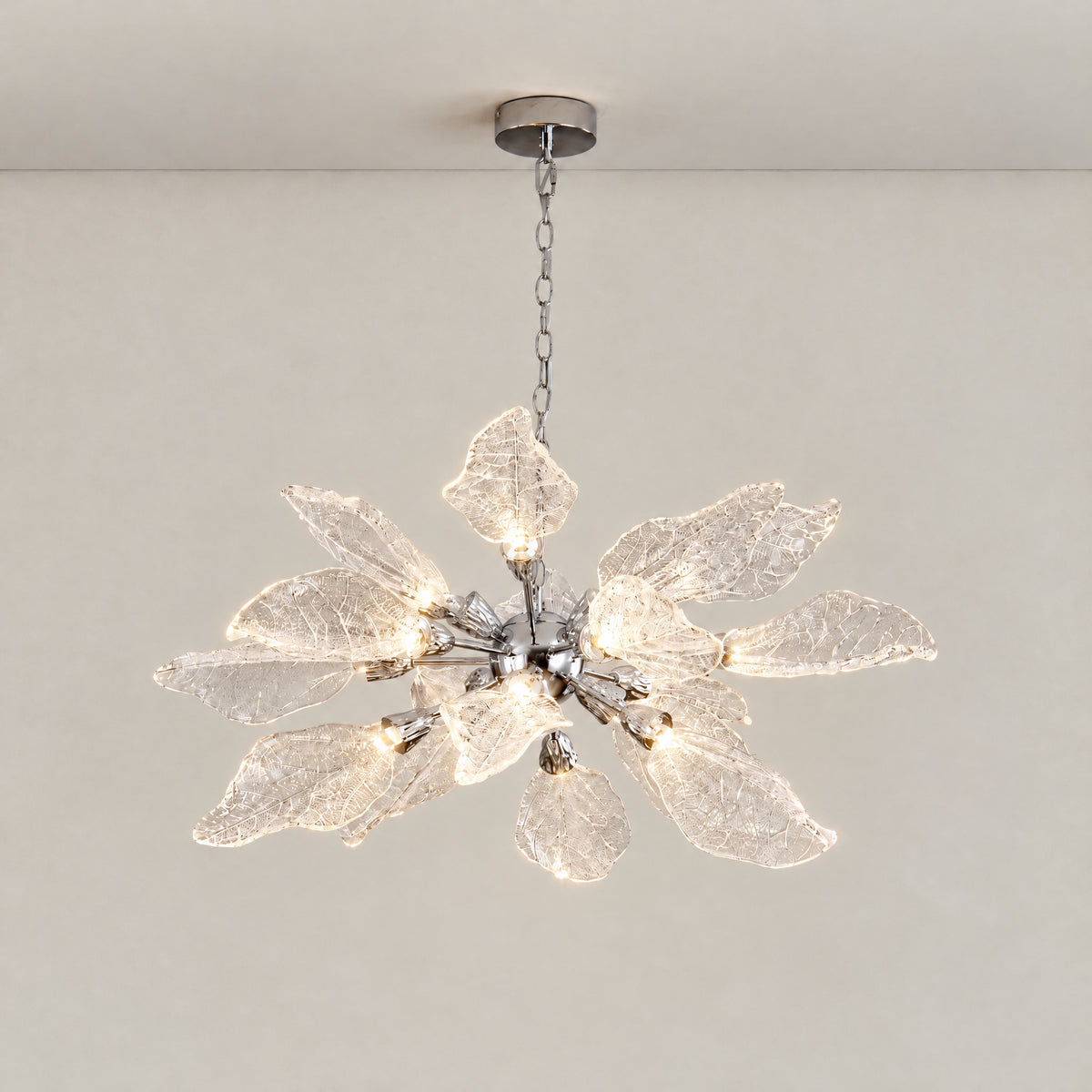 Platinum Leaf Chandelier D800 - Silver – lights on