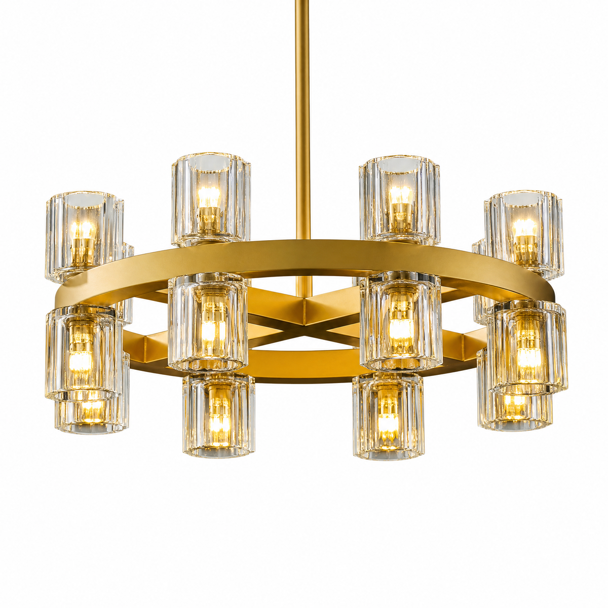 18" 16-Light Modern Gold Crystal Wagon Wheel Chandelier