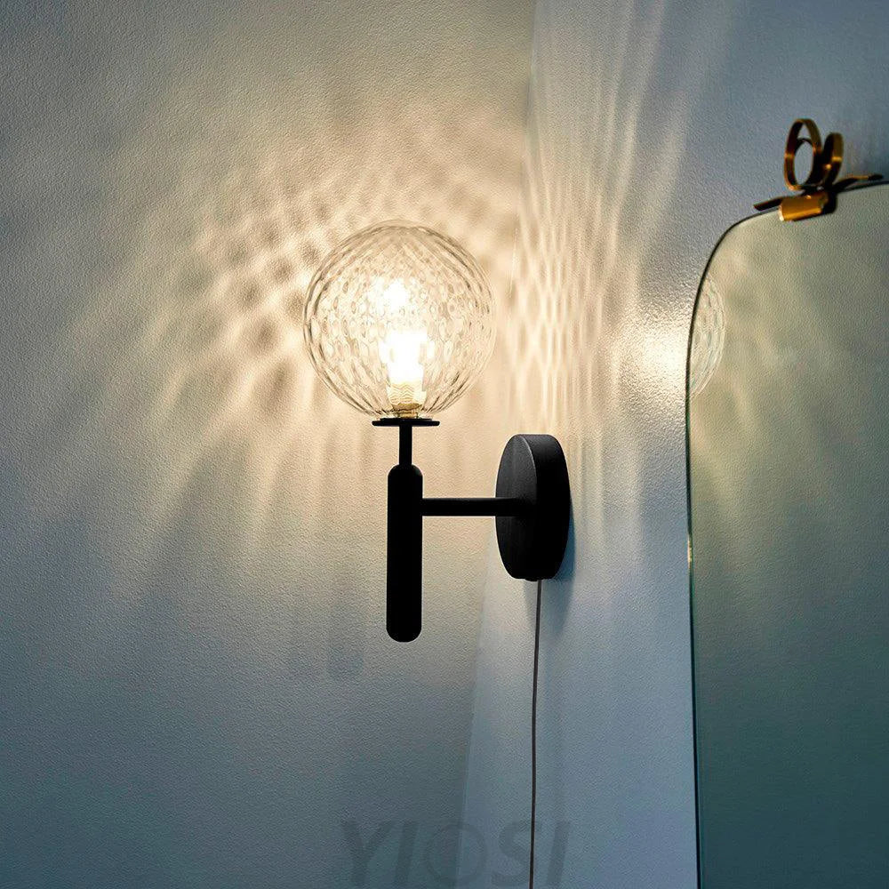 Nordica Plug‑In Wall Lamp with Brass Finish and Clear Glass