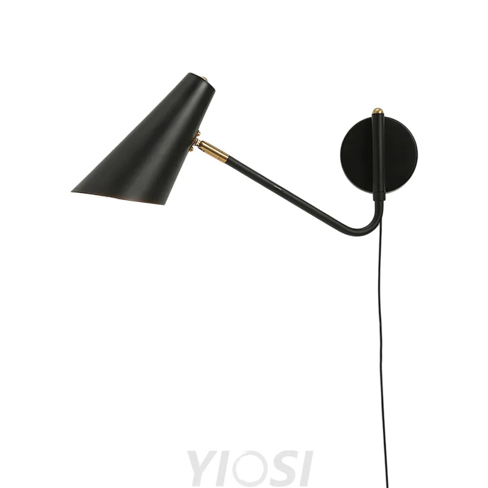 Plug in Wall Sconce with Adjustable Arm Black Brass Finish