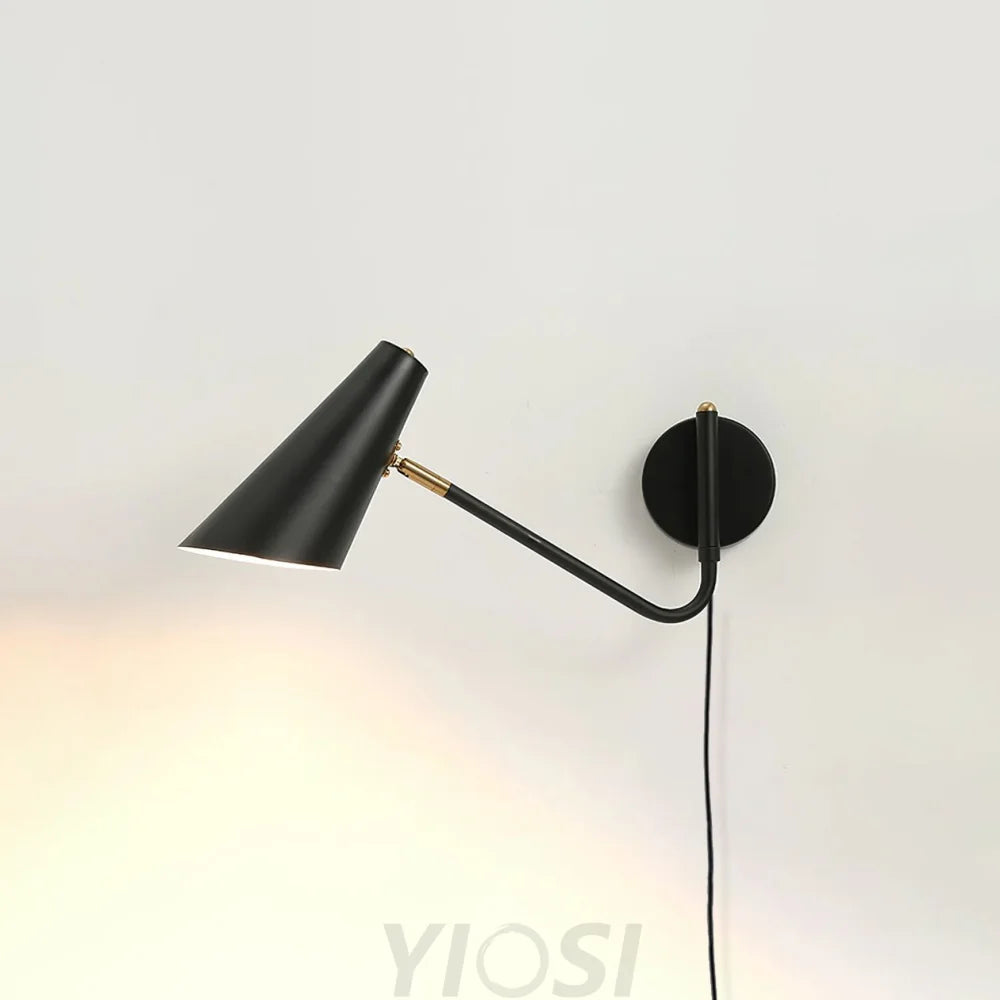 Apex Plug-in Wall Sconce with Adjustable Arm Black Brass Finish