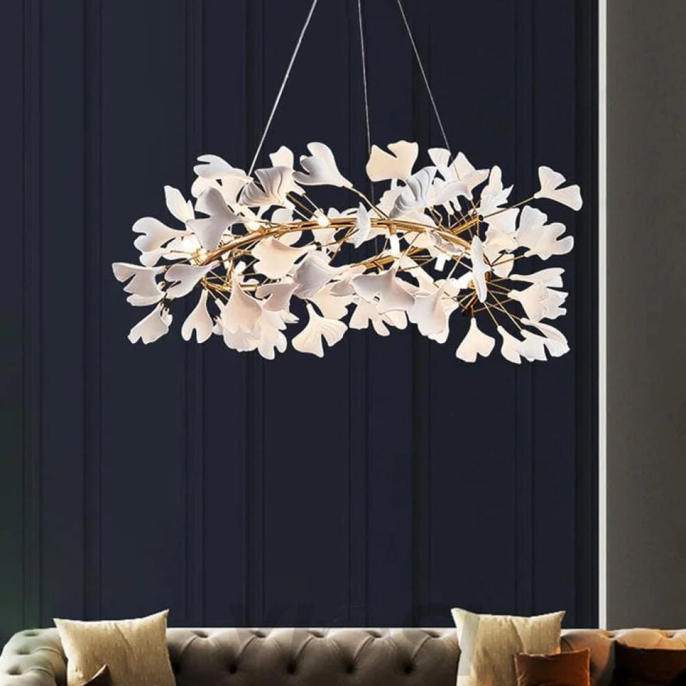 Porcelain Gingko Leaf Ring Chandelier Branch