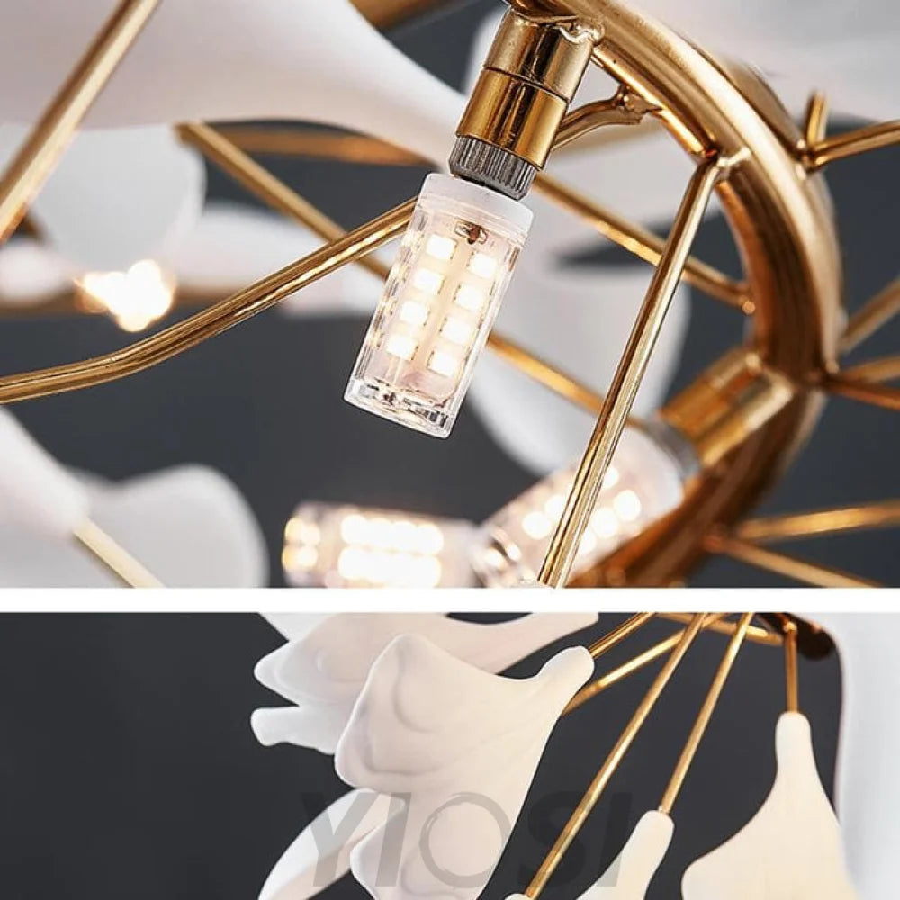 Porcelain Gingko Leaf Ring Chandelier Branch